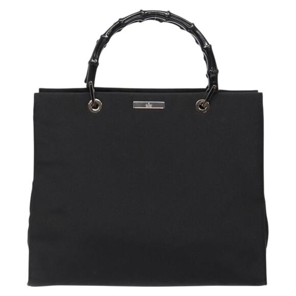 GUCCI Bamboo Hand Bag Nylon Black Silver 002 002 - Picture 2 of 16